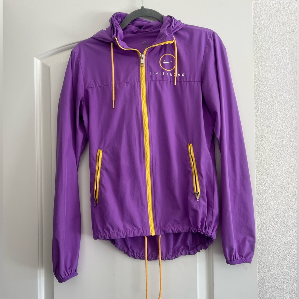 Nike Purple Windbreaker Jacket Packable Hood Full Zip Size Small S